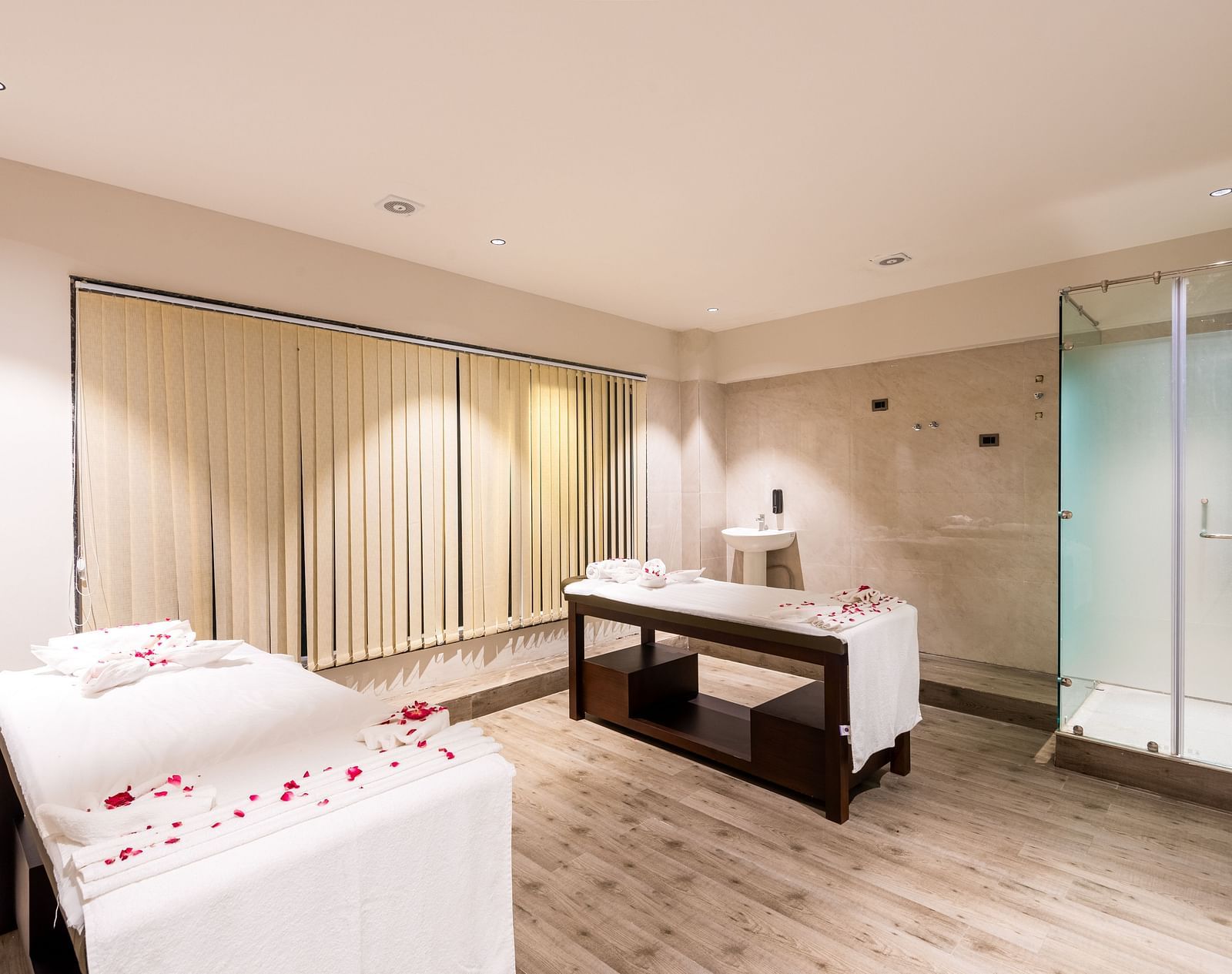 Spa at DLS Divine River Resort and Spa with spa beds and warm lighting